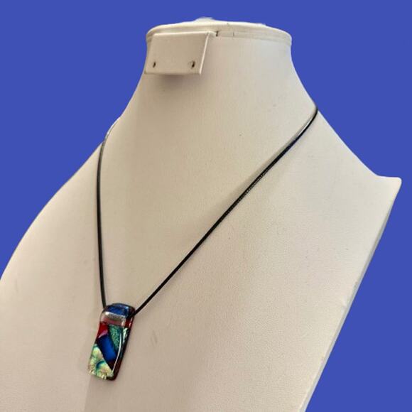 Colorful Handcrafted Fused Art Glass Pendant - Picture 3 of 6